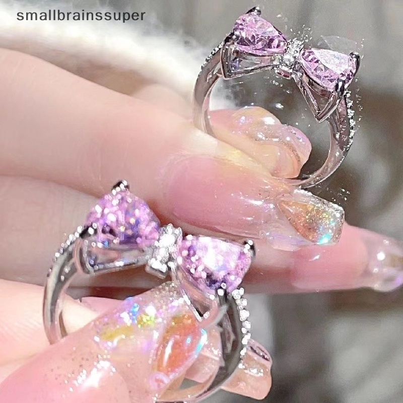 Nhẫn Hở Hình Nơ Đính Đá zircon Thời Trang Có Thể Điều Chỉnh Cho Nữ sbs