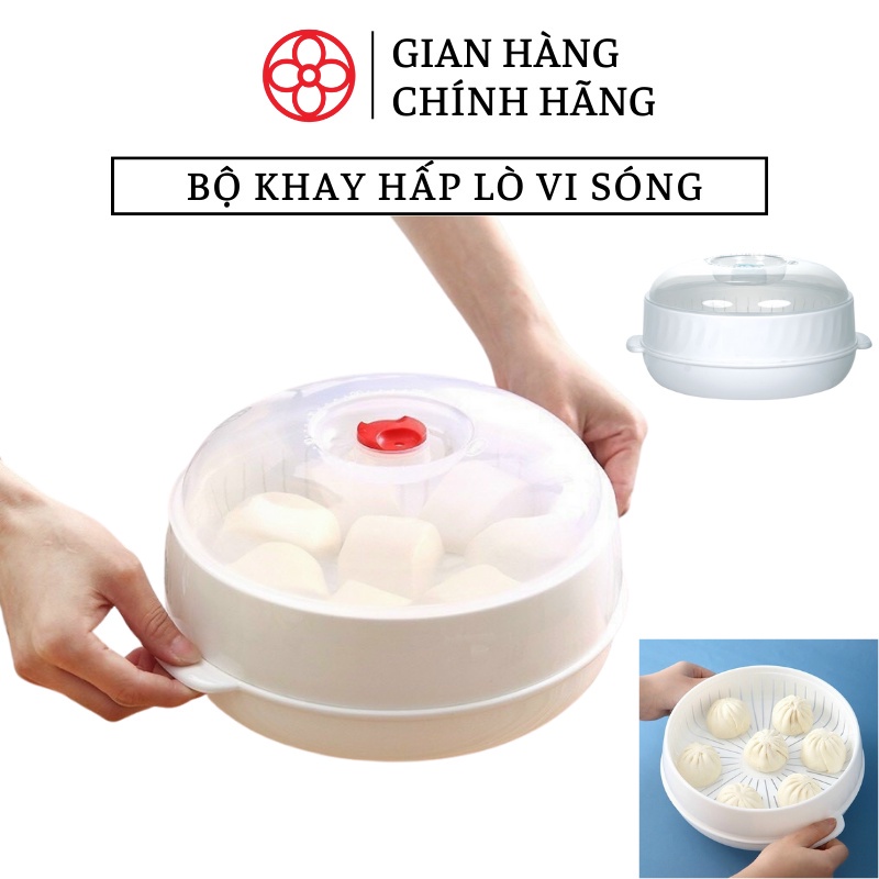 Bộ khay hấp lò vi sóng 2 tầng 5625 chịu nhiệt tốt Việt Nhật