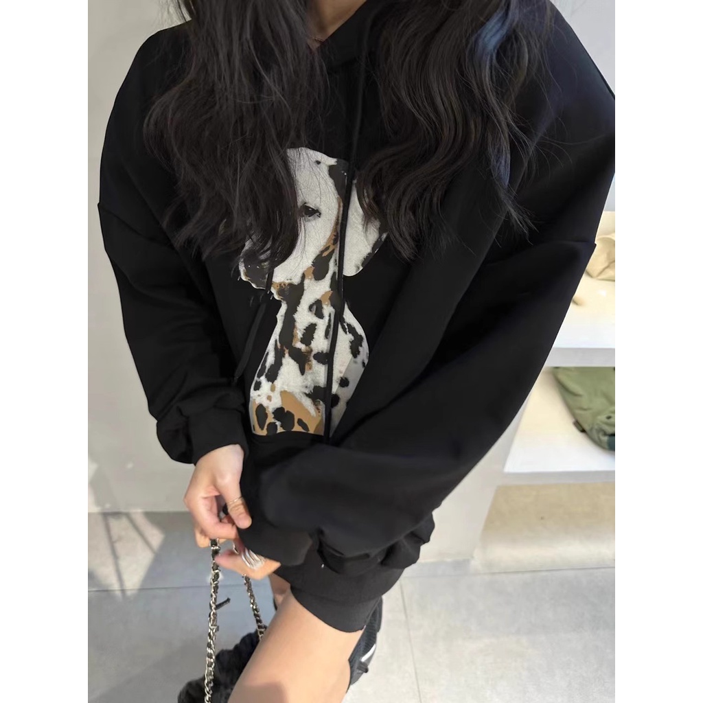 Áo Hoodie Nữ Tay Dài Dáng Rộng In Hình Chú Chó Dễ Thương Thời Trang Mùa Thu Mới