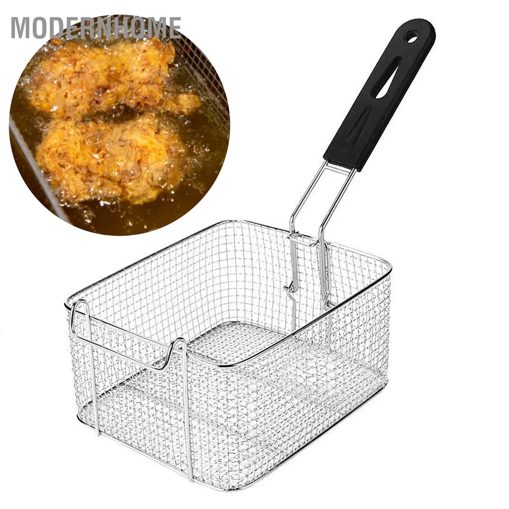 ModernHome Giỏ chiên sâu có tay cầm dài Rổ lọc thực phẩm lưới kim loại điện