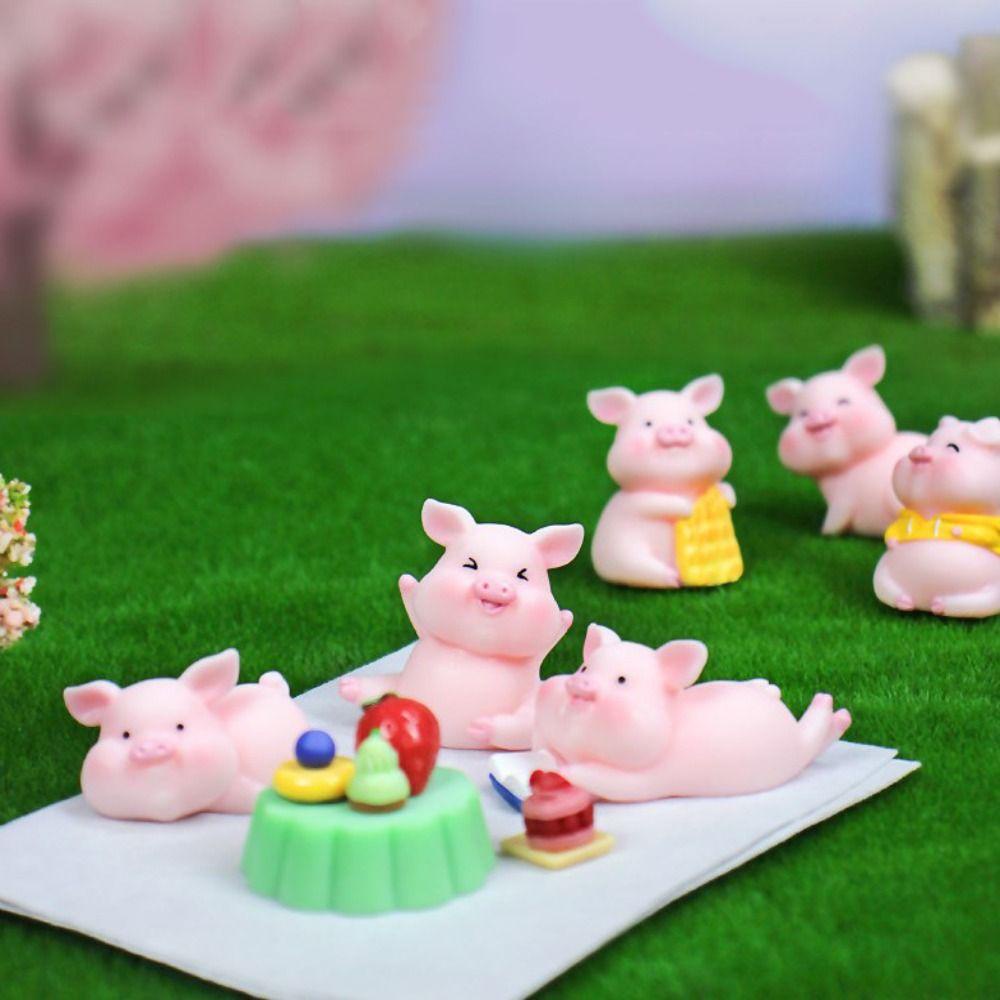 Mmluck Tượng Heo Hồng Hoạt Hình Mini Bằng Nhựa resin Trang Trí Tiểu Cảnh / Xe Hơi diy