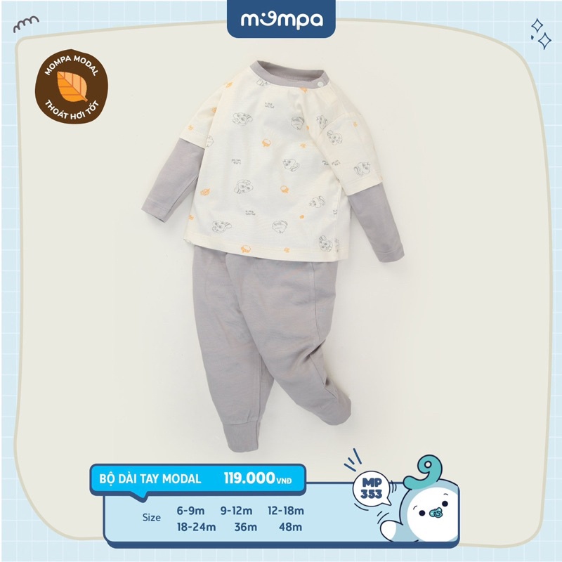 Bộ thu đông cho bé dài tay cài vai