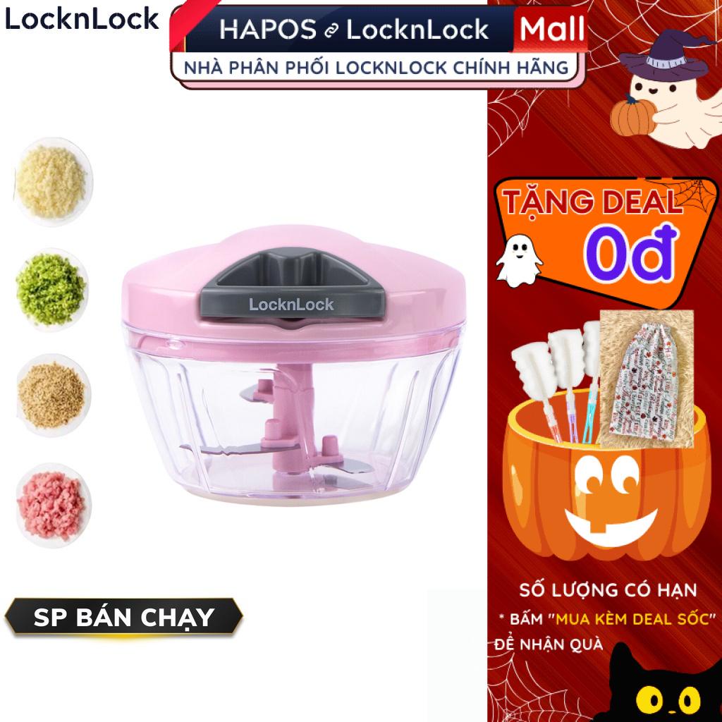 Xay tỏi ớt LocknLock mini kéo tay không cần điện tiện lợi CKS308PIK băm rau củ, làm đồ ăn dặm - DEAL SỐC 0 ĐỒNG - HAPOS
