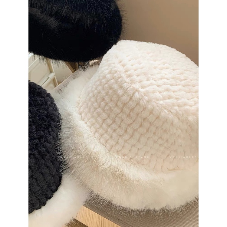 Nón beret phủ lông nhân tạo giữ ấm tai xinh xắn thời trang mùa đông, nón tai bèo phong cách thu đông