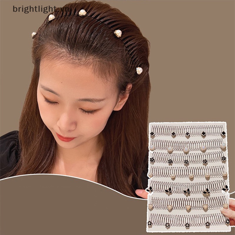 Lược Cài Tóc Nhựa Hình Hoa Đính Ngọc Trai Phong Cách vintage Cho Nữ