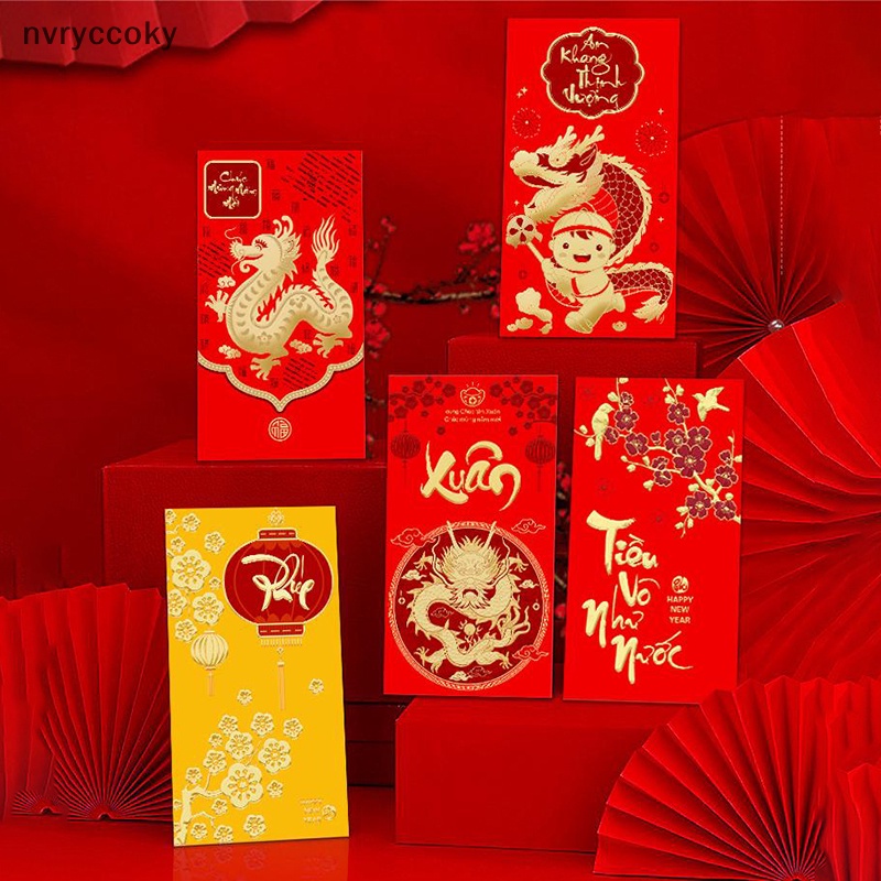 Set 6 Bao Lì Xì Năm Mới 2024 Họa Tiết Hoàng Đạo Trung Hoa Dễ Thương