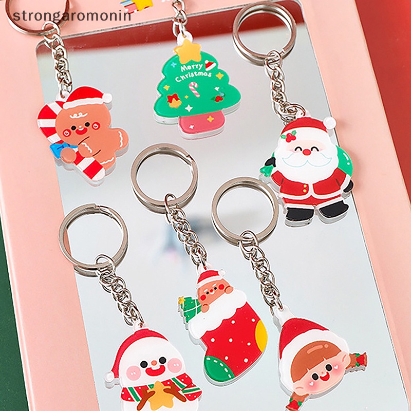 St Móc Chìa Khóa Bằng acrylic Hình Ông Già Noel Hoạt Hình Dễ Thương Làm Quà Tặng Giáng Sinh Cho Bạn Gái / Túi Xách