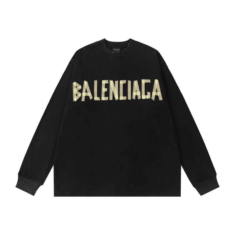 Áo Thun Tay Dài Cổ Tròn in logo Băng Keo Cổ Điển Thoải Mái Thời Trang Hiệu Balenciaga-paris Đẹp Trên Cơ Thể unisex!