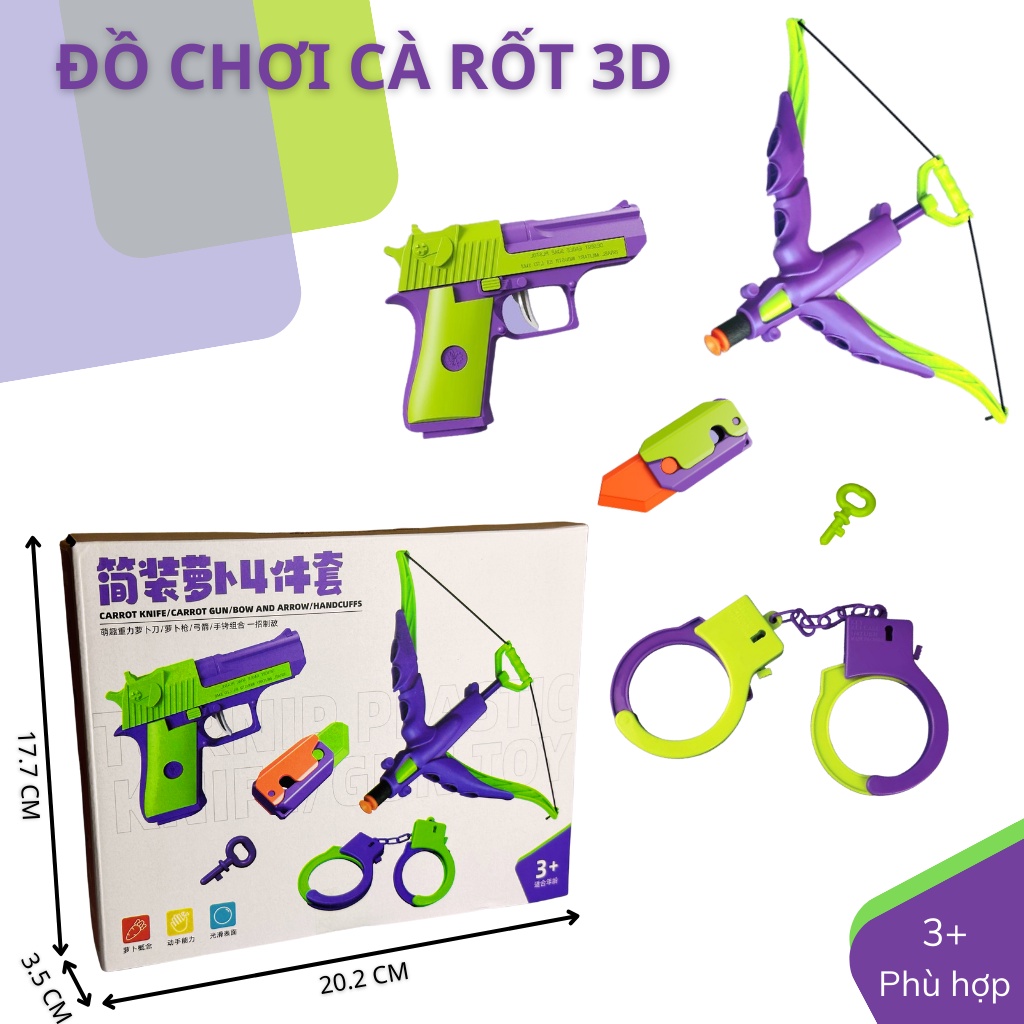 COMBO Đồ Chơi Mô Hình Cà Rốt In 3D