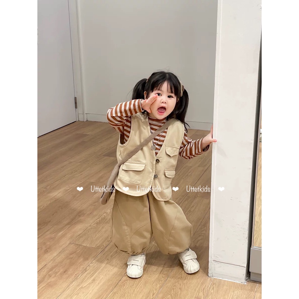 ÁO THUN SỌC TAY DÀI PHONG CÁCH HÀN QUỐC CHO BÉ GÁI VÀ BÉ TRAI 1189