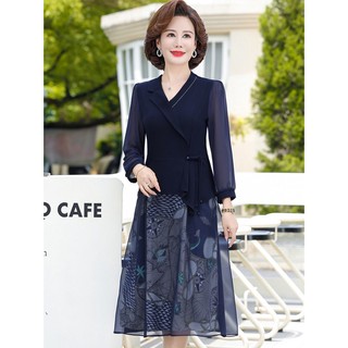Đầm Dài Ôm Eo Phong Cách Phương Tây Thời Trang Xuân Thu Mới 2023 Dành Cho Phụ Nữ Trung Niên