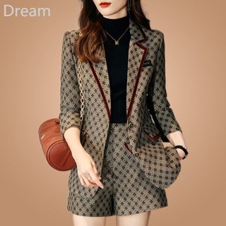 Plus size women's suit two-piece suit Korean style all-match retro embroidered light suit suit