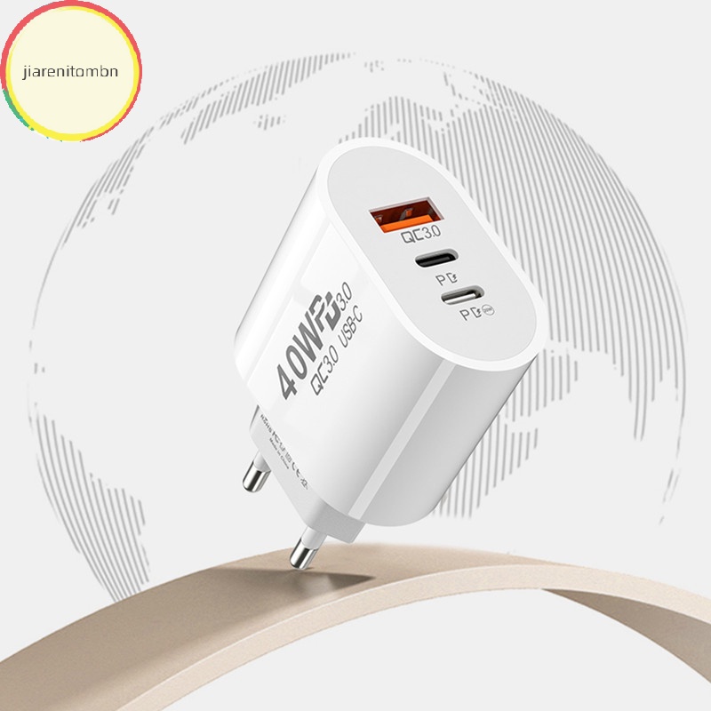 Jiarenitombn Đầu Sạc Nhanh usb c 3 Cổng type c 40w Cho samsung xiaomi iphone qc3.0 vn