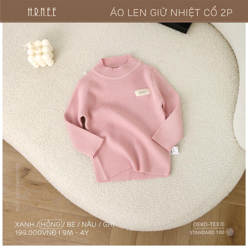 Áo len giữ nhiệt cổ 2p Hrnee cho bé trai, bé gái