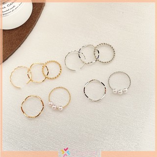 Set 5 nhẫn hở bằng kim loại thời trang dự tiệc cưới dành cho nữ