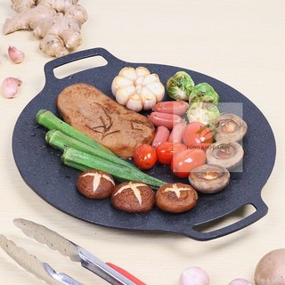 Chảo đá nướng, chảo gang Hàn Quốc size 34cm,BBQ chống dính, Chảo đá nướng Ecoramic vân đá không cần dầu -Tổng kho DAIKIN