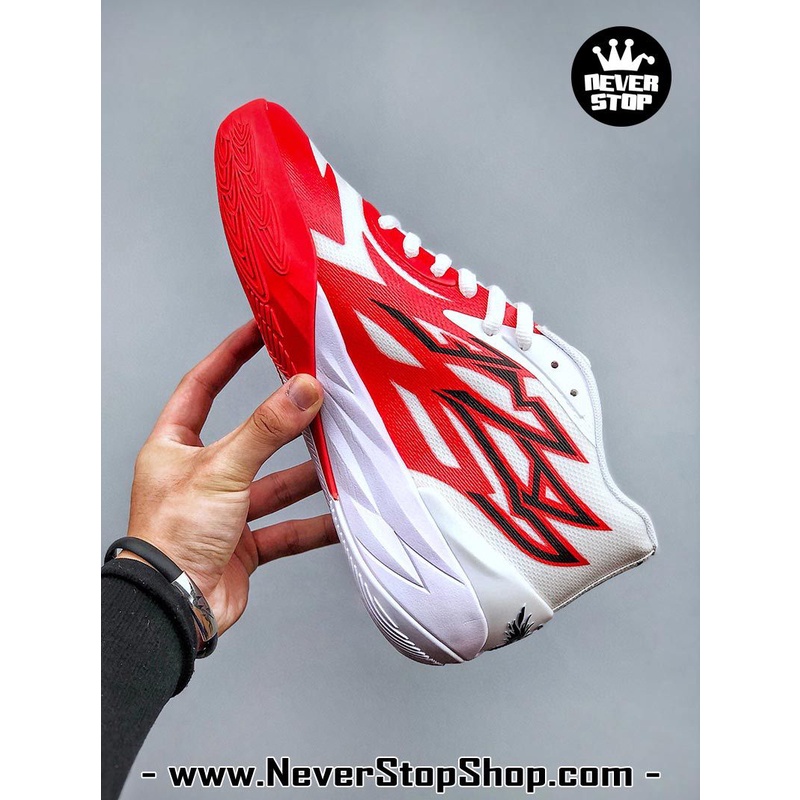 Giày bóng rổ PM MB 02 trắng đỏ mẫu mới, đế rít bám sân chuyên chơi indoor outdoor  | NeverStopShop.com