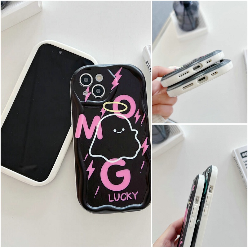 Casing Xiaomi Mi 14 13T 13 12 12X 12S 11 Lite POCO M3 X3 NFC Pro Redmi Note 10 10S 9 9S 8 8A 7 Cartoon Sweet Cool Angel bat Ghost Pumpkin Wavy Cream Edge Couple Phone Case Fine hole Airbag Anti-fall Soft Back Cover STN 33