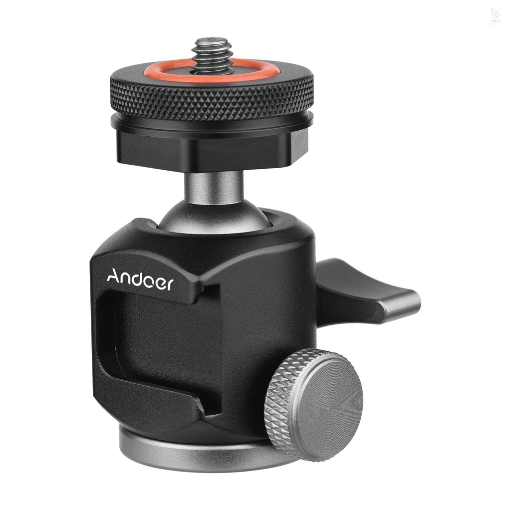 Đầu bi K&F CONCEPT Andoer 2 trong 1 360° mini gắn giá đỡ tripod có ốc vít 1/ 4" cho camera/ điện thoại