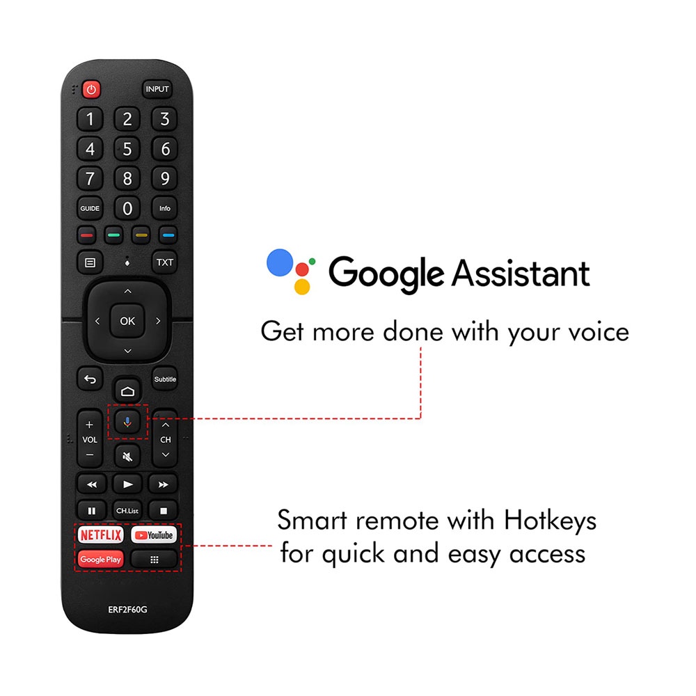 Mới ERF2F60G Giọng Nói Google Assistant Điều Khiển Từ Xa Cho Hisense 32 Inch HD Smart Android LED TV