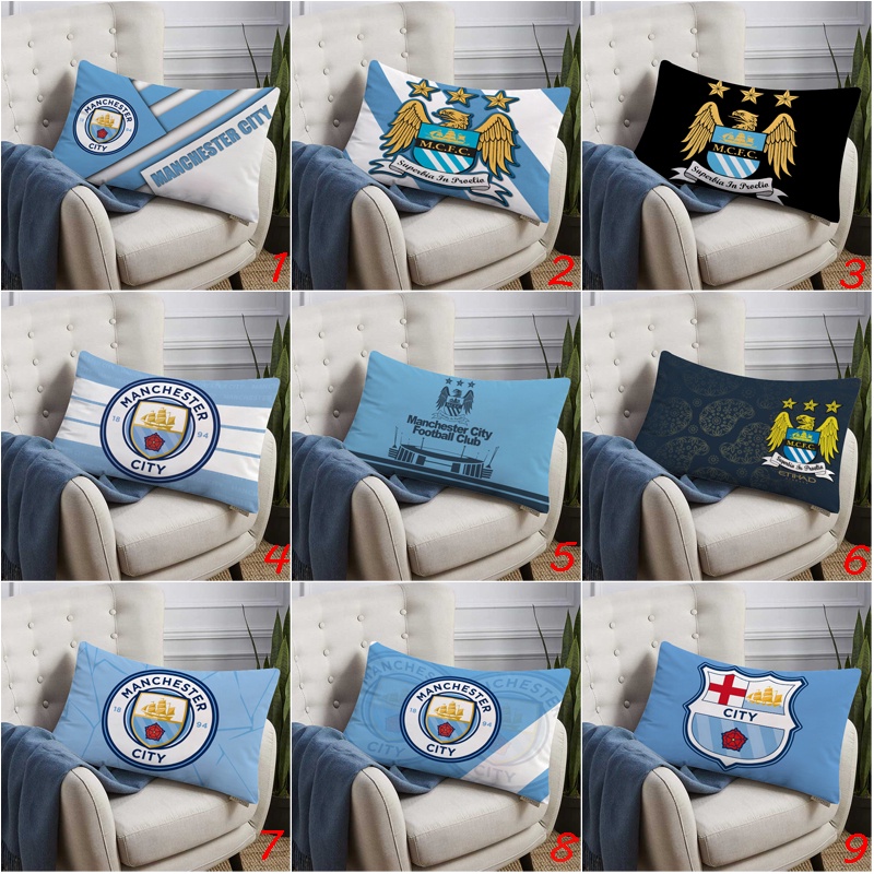 Vỏ Gối polyester In Hình logo Câu Lạc Bộ Bóng Đá manchester city Một Mặt Trang Trí Nhà Cửa