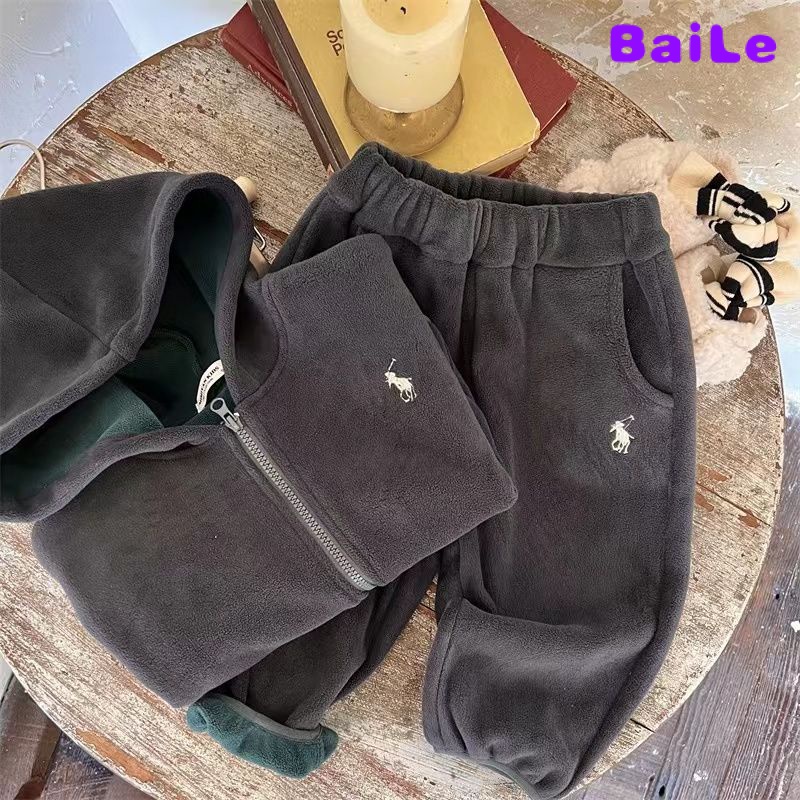 Set Đồ Thể Thao Dáng Rộng Có Mũ Trùm Bằng Lông Cừu Dày Phong Cách Thu Đông Mới Cho Bé Trai Và Bé Gái