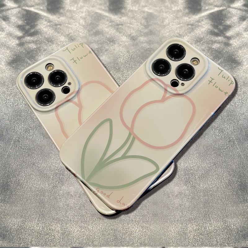 Ốp Điện Thoại Chống Sốc Hình Hoa tulip 6in Cho iphone xsmax 7 / 8plus 13 iphone12 / 11 14pro 15promax