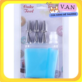 Bộ 6 Đui Bắt Kem Gồm Chốt + Túi Silicon