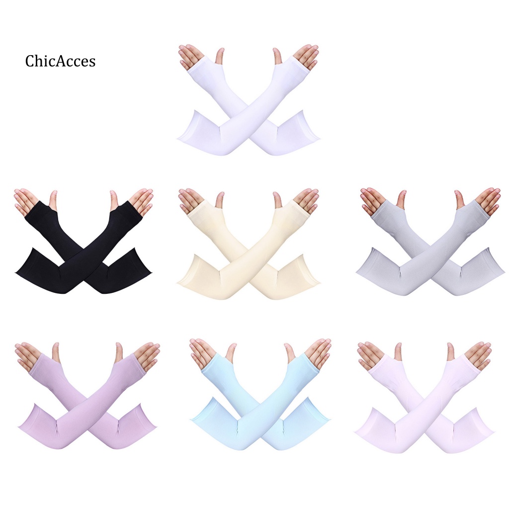 Chicacces 1 Cặp Băng Cánh Tay Nylon Độ Co Giãn Cao Chống Tia uv Chống Nắng Và Mồ Hôi Dùng Trong Mùa Hè