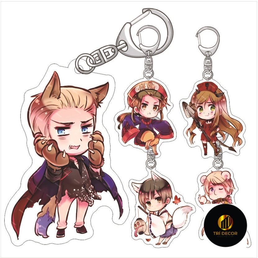Hetalia Axis Powers Móc khóa Vua Yao Vargas Jones Bonofova Mặt dây chuyền acrylic