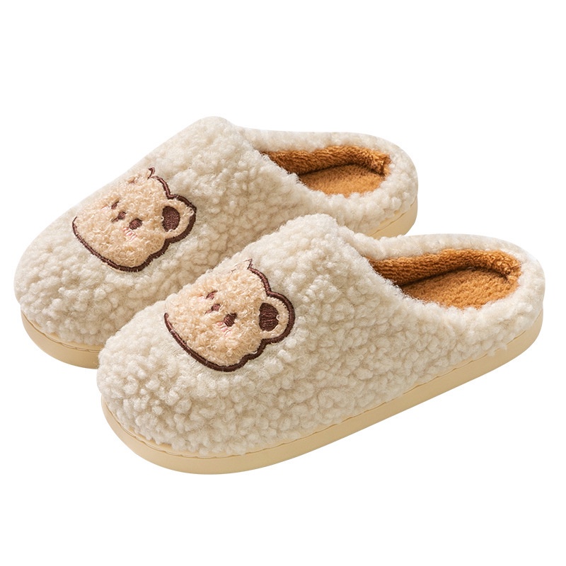😝Dép cotton Đi Trong Nhà Đế Dày Giữ Ấm Mùa Thu Đông In Họa Tiết Hoạt Hình Dễ Thương Cho