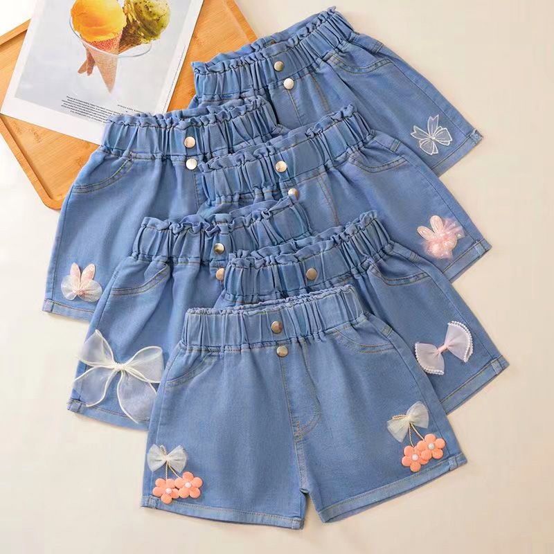 Quần short jean NNJXD cạp cao thời trang cho bé gái 3-10 tuổi