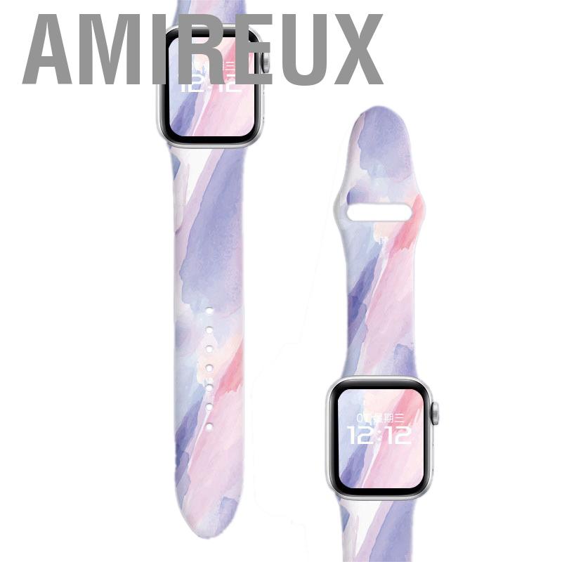 Amireux Floral Printed Smartwatch Band Replacement Soft Silicone Sport Watch Strap for Iwatch 7 Series
