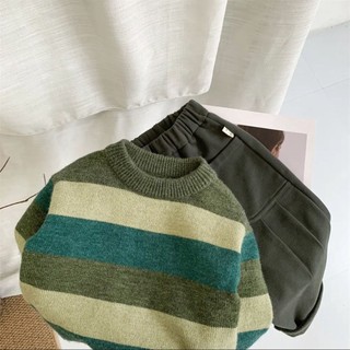 Áo sweater Họa Tiết Kẻ Sọc Nhiều Màu Sắc Thời Trang Thu Đông Cho Bé Trai Và Gái