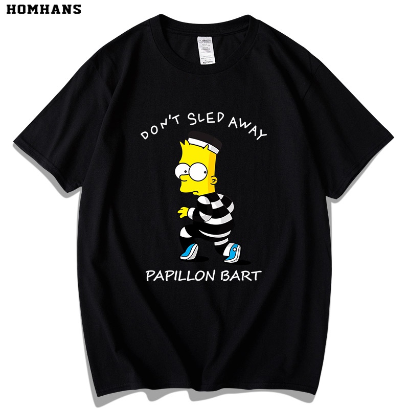 Hàng Có Sẵn Áo Thun cotton Tay Ngắn Dáng Rộng In Hình simpsons Mùa Hè Thời Trang Cho Cặp Đôi
