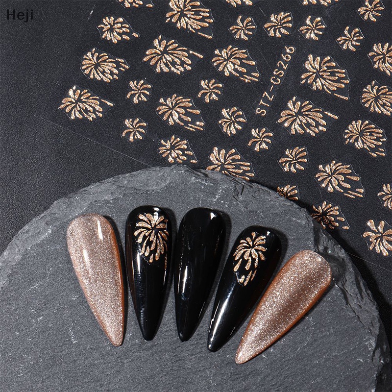 Heji Miếng Dán Trang Trí Móng Tay Hình Hoa Lá Lấp Lánh Nhiều Màu Sắc vn