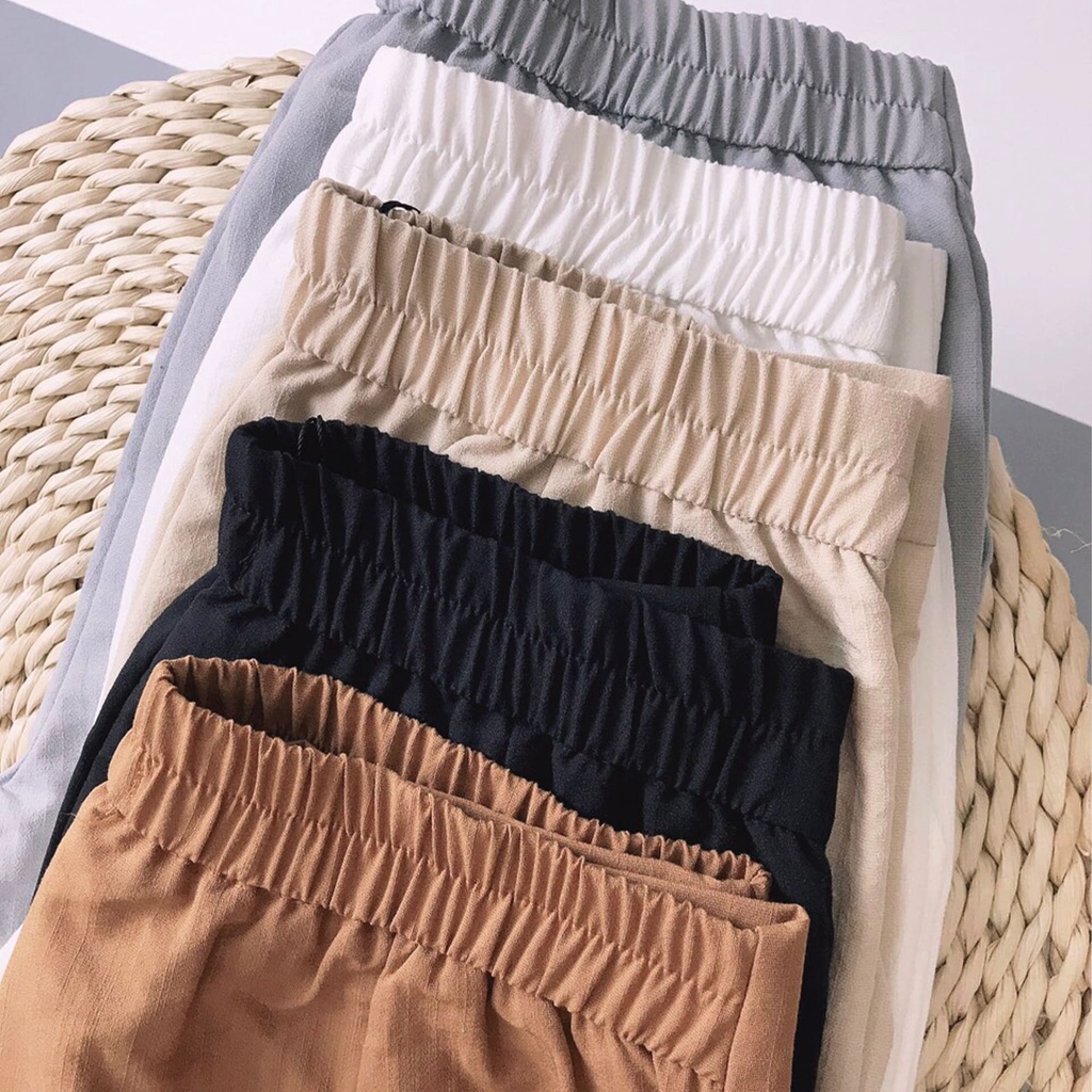 Quần Đùi Nữ Minchi Chất Đũi Cạp Cao Lưng Chun Freesize Không Nhăn Siêu Mát