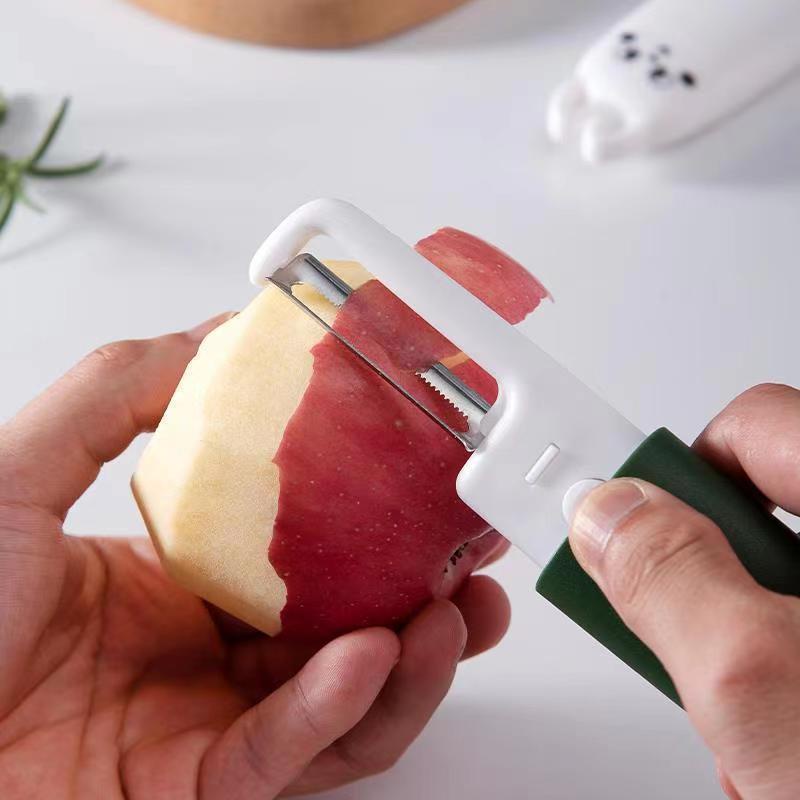 Dao Gọt Vỏ Trái Cây Mini, Dao Gọt Hoa Quả Tích Hợp Bào Nạo 2 Trong 1 Có Vỏ Ngoài Bảo Vệ Hình Thỏ Dễ Thương