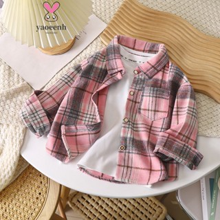 【YAOEENH Áo Khoác Sơ Mi Tay Dài 90-150cm Họa Tiết Kẻ Sọc Màu Sắc retro Thời Trang Xuân Thu Cho Bé Trai