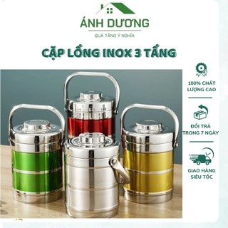Cặp lồng inox giữ nhiệt 3 tầng, camen inox 1.9l cách nhiệt