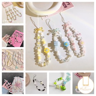 Dây Đeo Điện Thoại Xâu Hạt Cườm Hình Hoa Bướm Trái Tim Ngôi Sao Hoạt Hình Màu Ngọt Ngào Thời Trang Hàn Quốc Cho Nữ