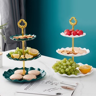Spot# Light Luxury Nordic Style Dim Sum Plate Living Room Fruit Plate Wedding Snack Dish Dessert Stand Candy Plate Three-Layer Fruit Plate 12cc