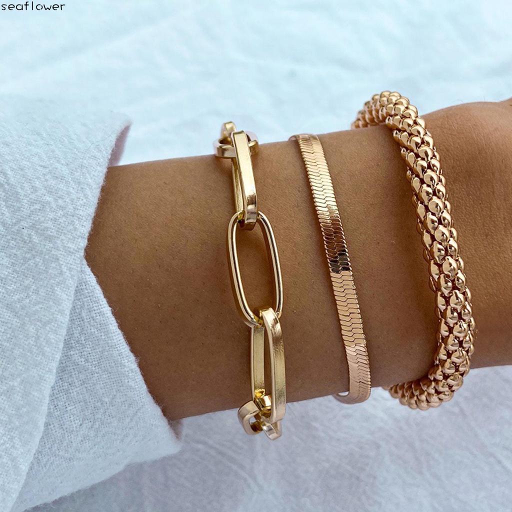 Vòng Tay Dây XíCh MàU VàNg / BạC Phong CáCh boho