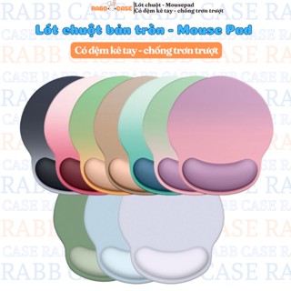 Miếng lót chuột bản tròn màu pastel, có đệm kê tay, chống trơn trượt thích hợp học tập, làm việc, chơi game.