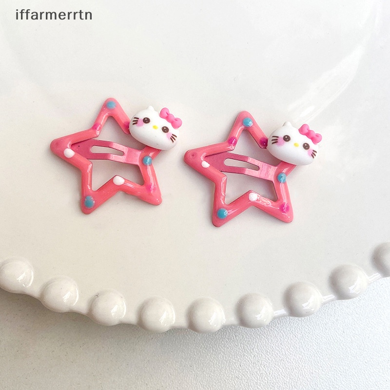 SANRIO Bộ 2 Kẹp Tóc Hình Ngôi Sao Năm Cánh Nhiều Màu Sắc Dễ Thương Cho Nữ