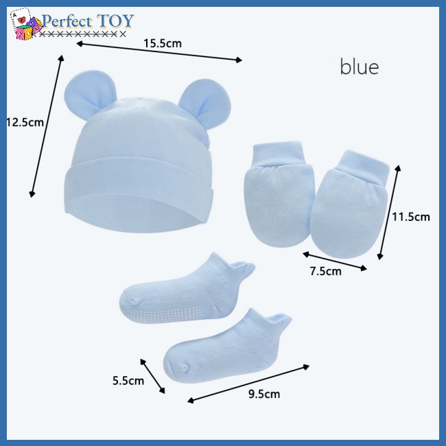 Sf set Vớ cotton Trơn Màu Kèm Mũ Len Chấm Bi Dành Cho Bé Sơ Sinh