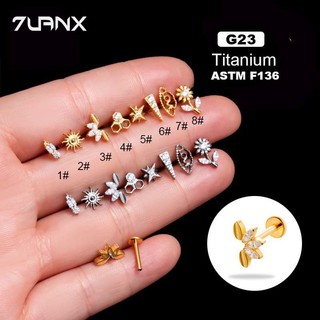 1 Bông Tai Titan g23 Khảm Đá zircon Vĩnh Viễn Hình Đôi Môi cartilage helix lobe
