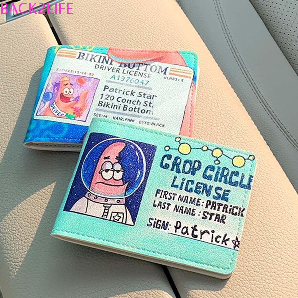 Back2life Ví Da pu Đựng Bằng Lái Xe Họa Tiết Hoạt Hình spongebob Mực Ví Đựng Thẻ Nhiều Ngăn Nhiều Ngăn Phong Cách Hàn Quốc