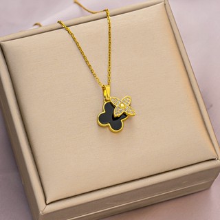  Vòng Cổ Dây Xích Kim Cương Trắng Hai Lá Phong Cách Hàn Quốc Tinh Tế Dễ Phối Đồ Làm Quà Tặng Cho 