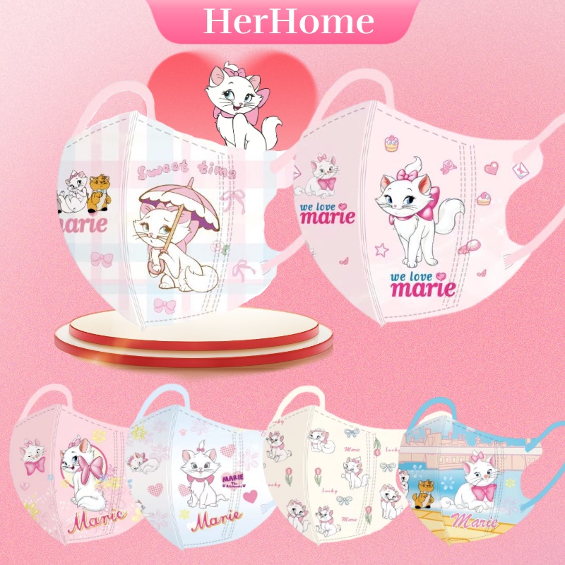 Bộ 50 Khẩu Trang Chống Bụi In Hoạt Hình 3d h0131 Dành Cho Bé Gái 4-13 Tuổi